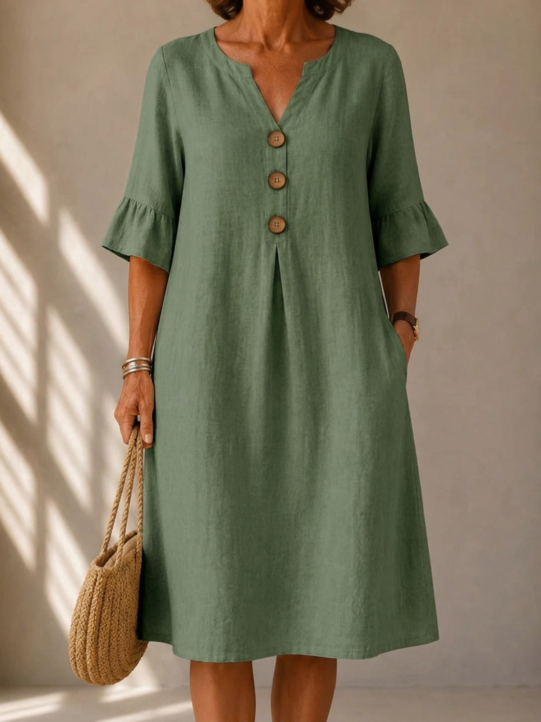 Robe Boutonnée Pli Creux Charlotte
