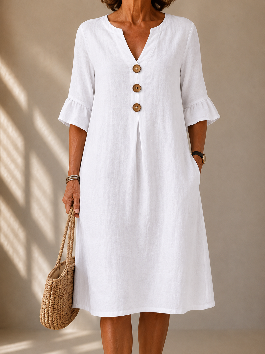 Robe Boutonnée Manches Corolle Nicole