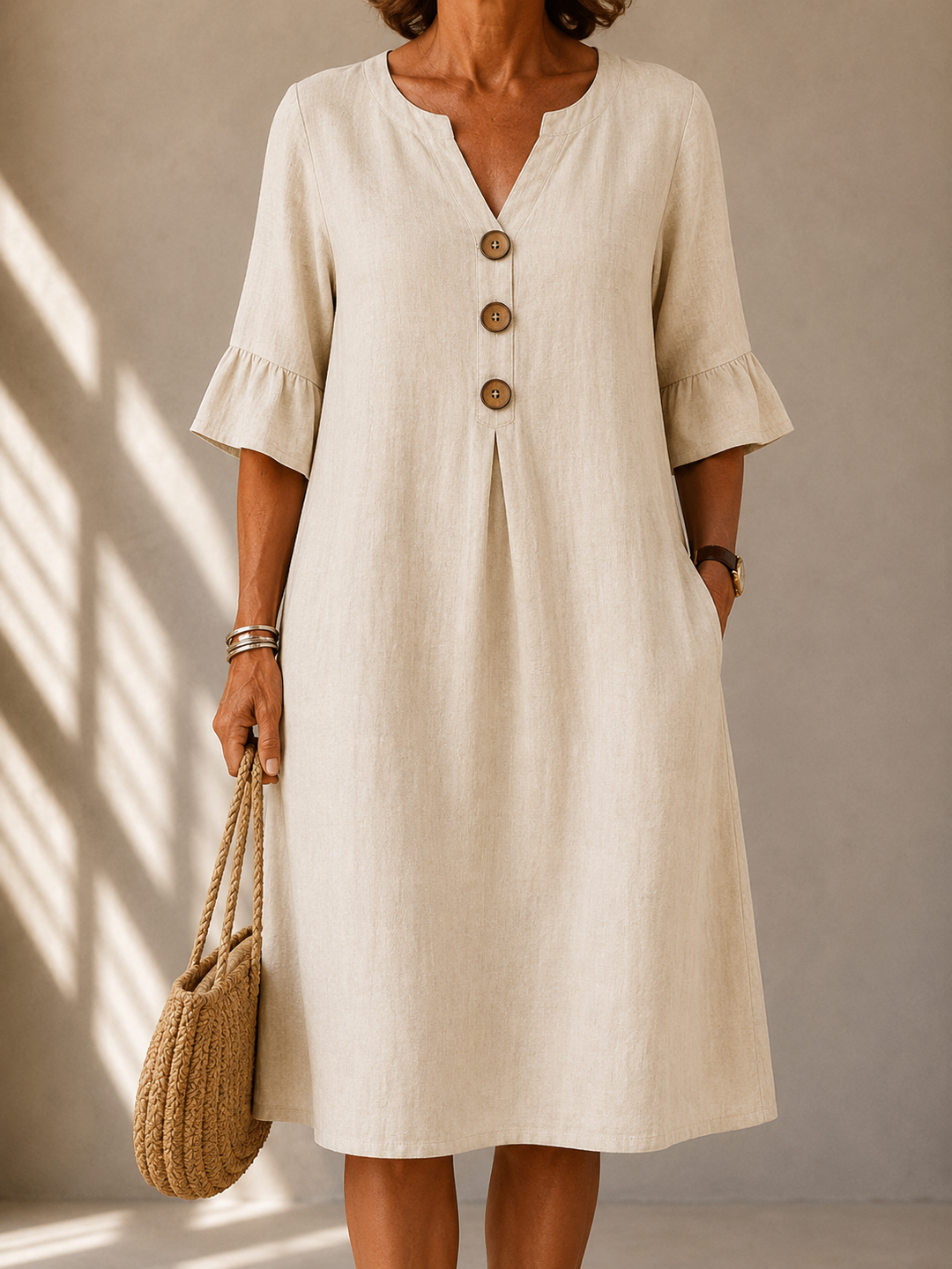 Robe Boutonnée Pli Creux Charlotte
