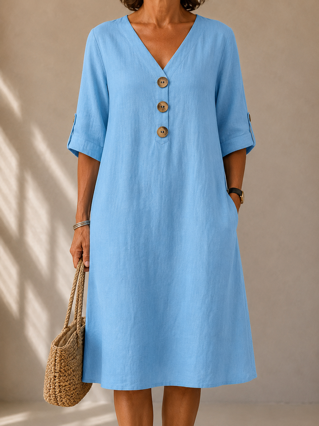 Robe Boutonnée Manches Ajustables Marie